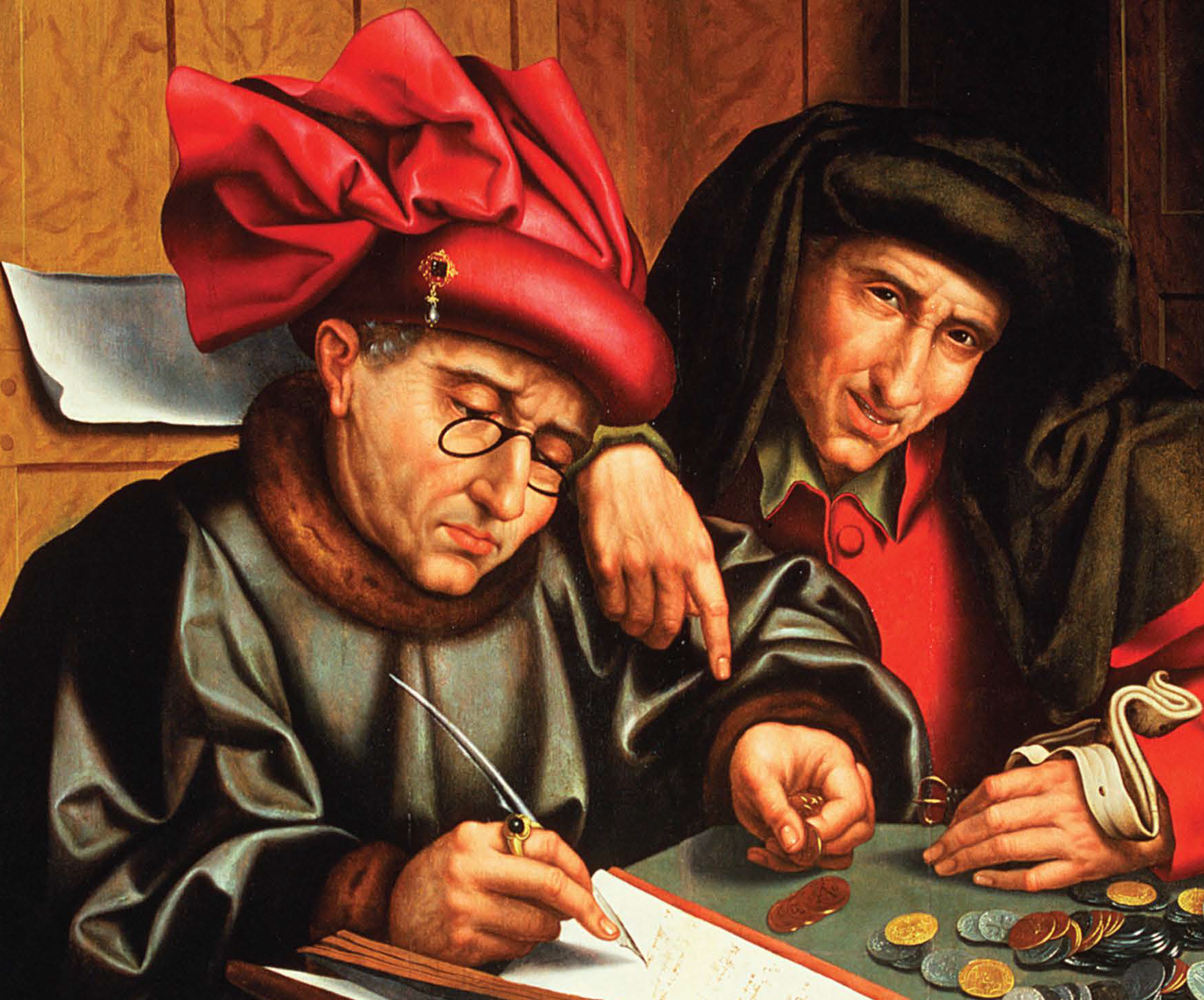 Merchant and scribe in painting show property rights developing first for elites.