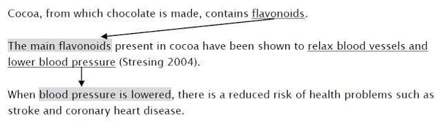 In good sentence flow, the last sentence's closing point becomes the next sentence's subject.